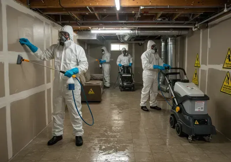 Basement Moisture Removal and Structural Drying process in Pleasant Valley, MO